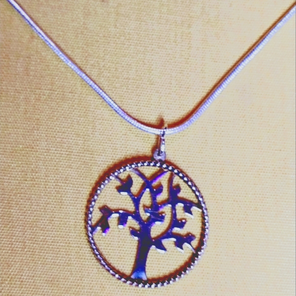 TREE OF LIFE PENDANT NECKLACE /STERLING. 16"/18" - Picture 1 of 4
